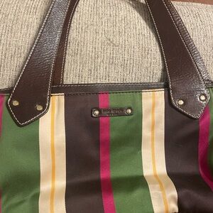 Kate Spade Brown and Multicolor Striped Westbury Vintage Hand bag Tote Purse EUC
